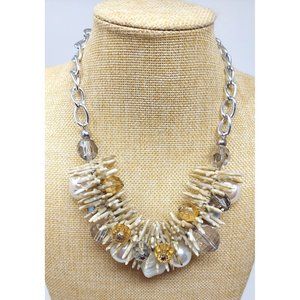 Stunning Faux Reef Pearl Shell Chunky Statement Necklace